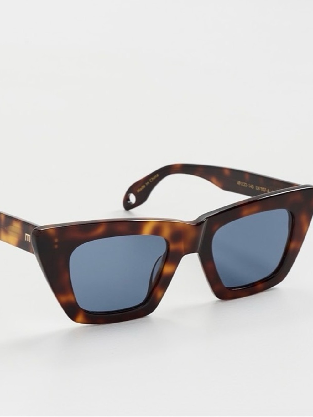 Tortoiseshell Cat-Eye Sunglasses with Blue Lenses